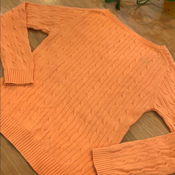 KIER + J Orange 🍊 V-Neck Knit Sweater Size XL 14 - Picture 7 of 7